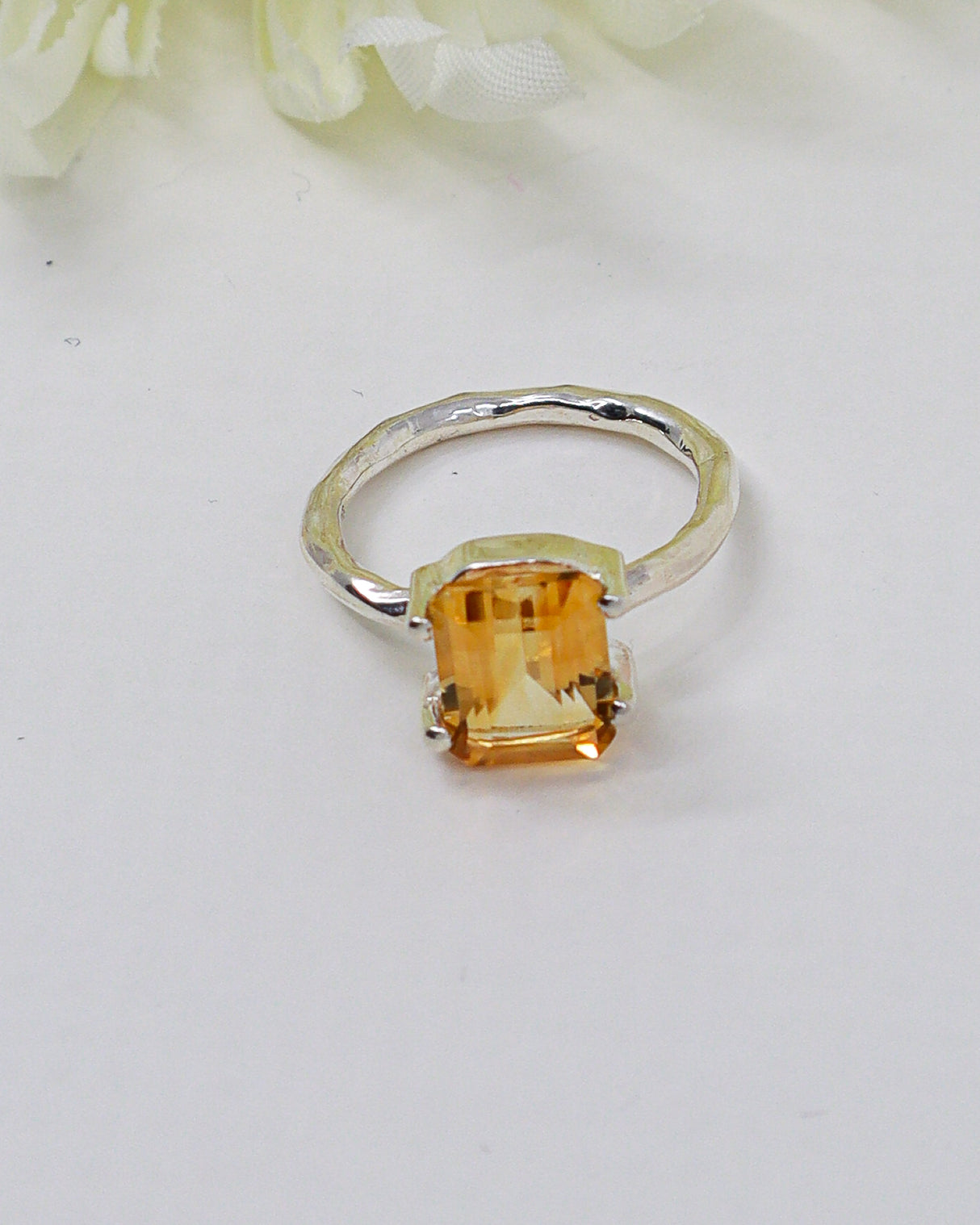 Golden yellow faceted Citrine .925 sterling silver gemstone ring size 8 – Inspired By 3 Australia