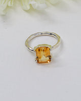 Golden yellow faceted Citrine .925 sterling silver gemstone ring size 8 – Inspired By 3 Australia