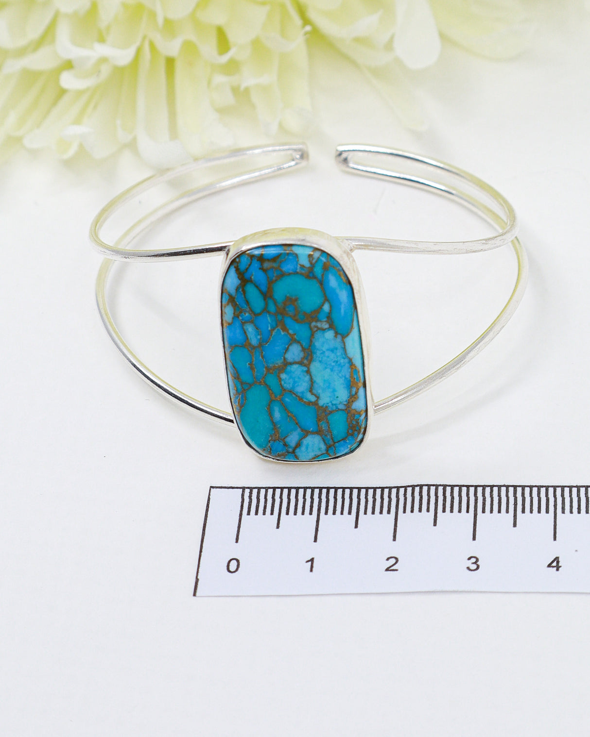Sterling Silver Turquoise Bangle 15.60g | Turquoise Statement Bangle