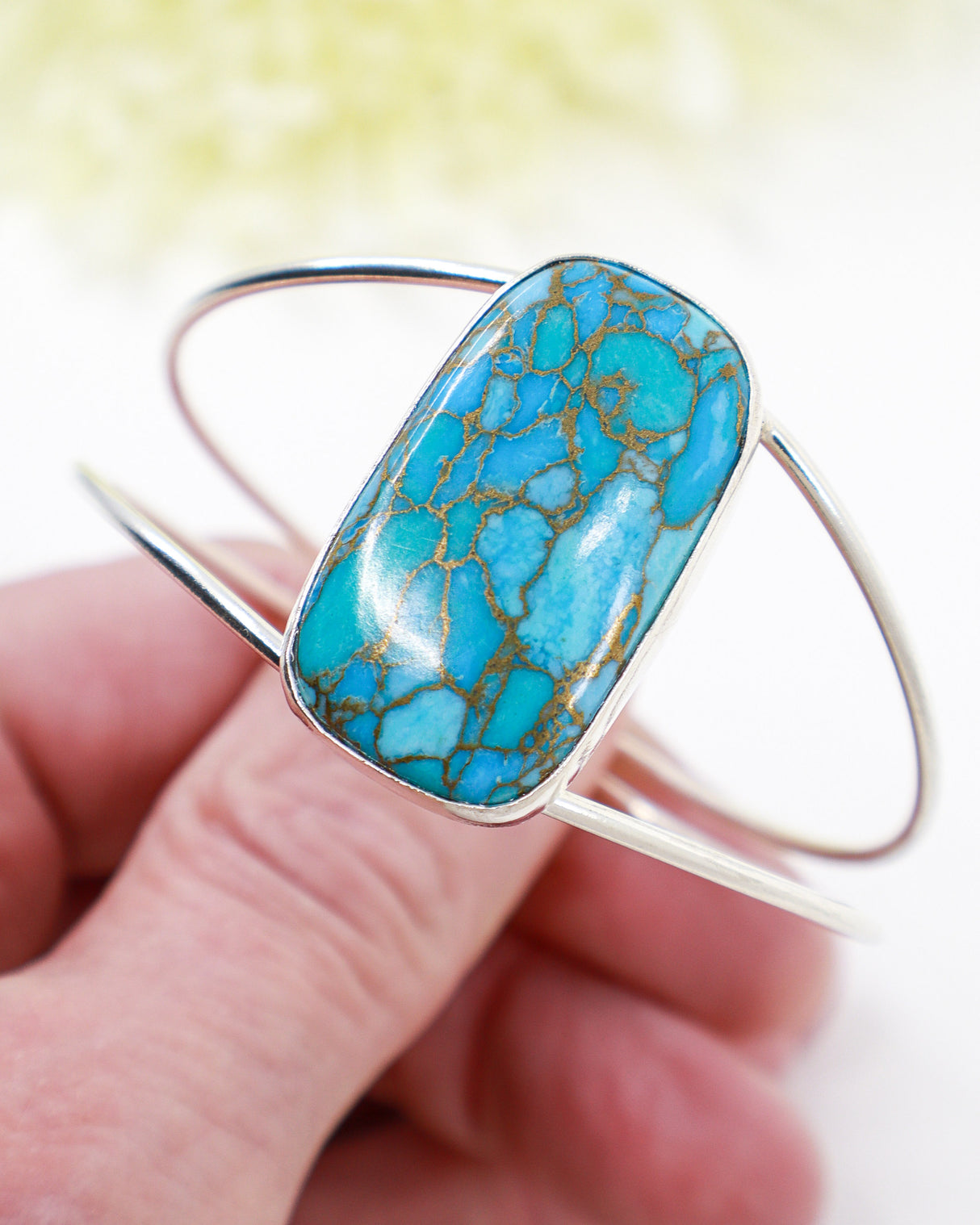Sterling Silver Turquoise Bangle 15.60g | Turquoise Statement Bangle