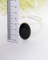 Sterling Silver Black Onyx Bangle 16.48g | Natural Black Onyx Statement Bangle