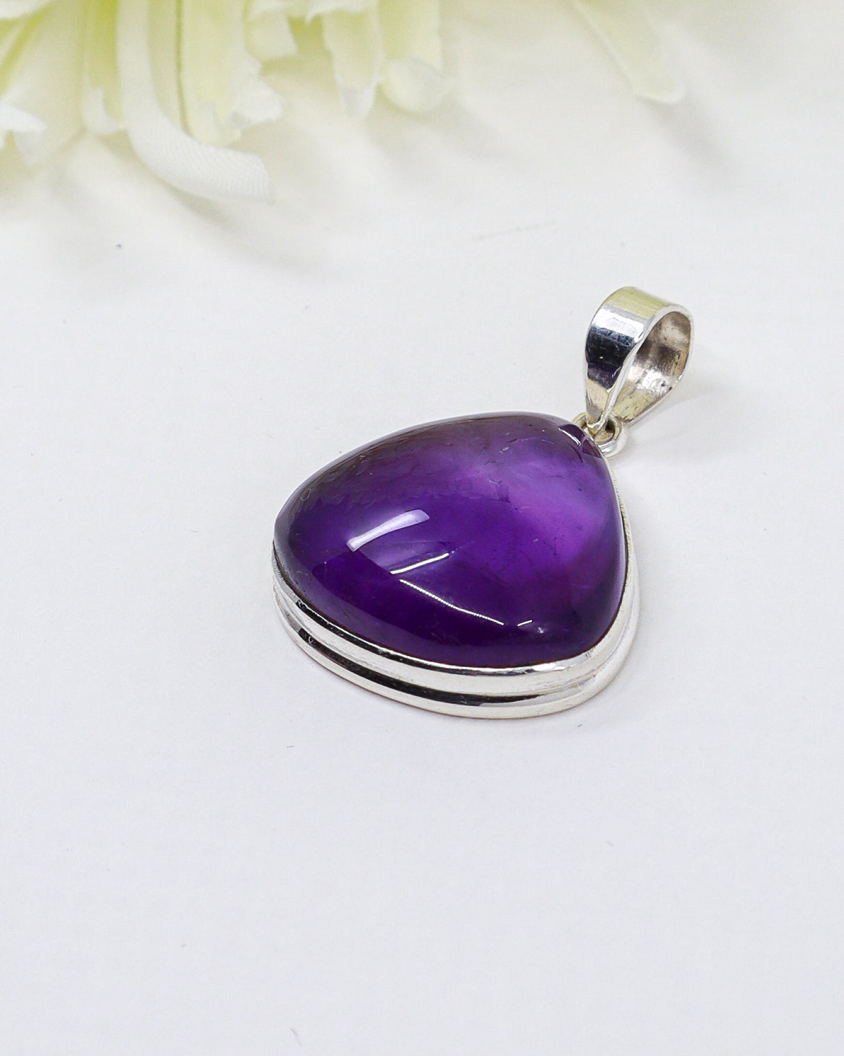Deep purple Amethyst gemstone .925 sterling silver pendant with snake chain – Inspired By 3 Australia