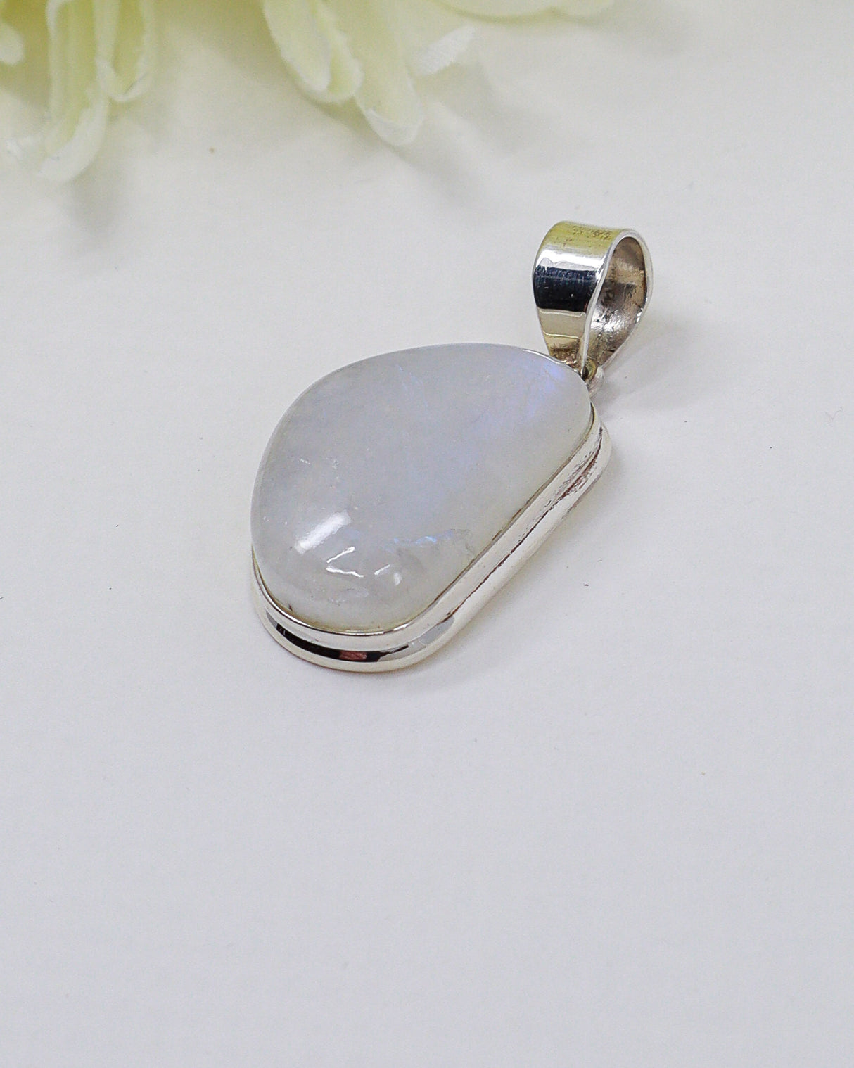 Rainbow Moonstone “Lunar Whisper” Sterling Silver Pendant