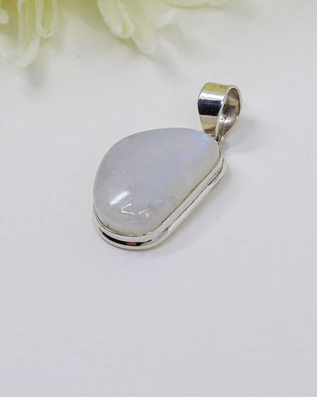 Rainbow Moonstone “Lunar Whisper” Sterling Silver Pendant