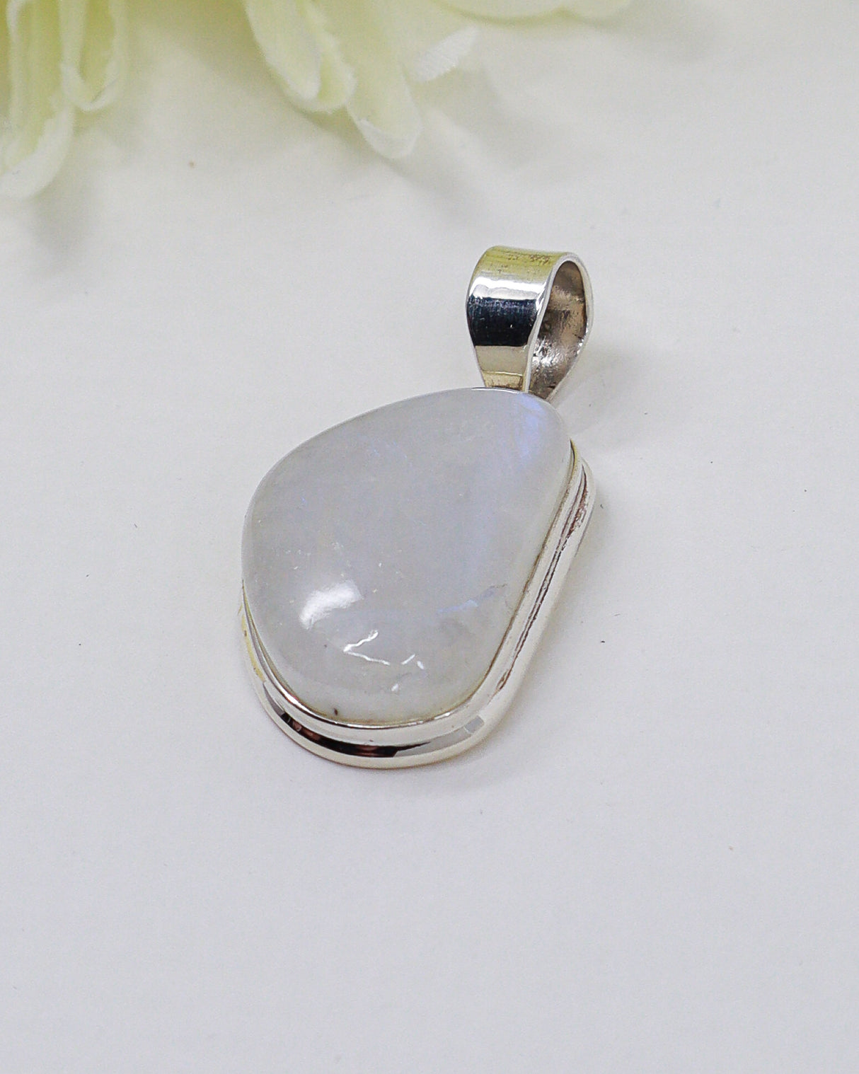 Rainbow Moonstone “Lunar Whisper” Sterling Silver Pendant