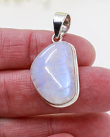 Natural Rainbow Moonstone Lunar Whisper .925 sterling silver pendant with blue flash and snake chain – Inspired By 3 Australia