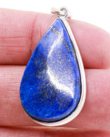 Natural Lapis Lazuli teardrop .925 sterling silver pendant with golden pyrite flecks and silver snake chain – Inspired By 3 Australia