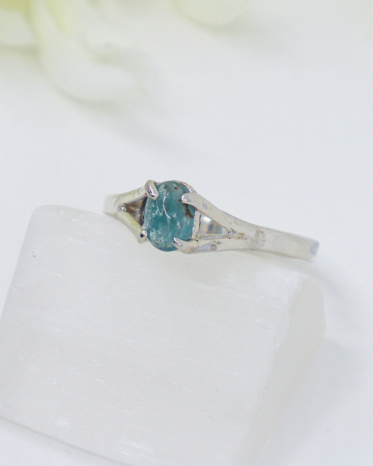 Blue Tourmaline Sterling Silver Ring – Inner Truth | Size 10