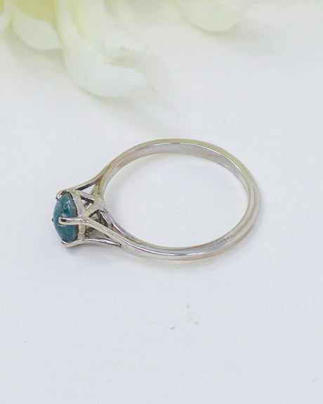 Blue Tourmaline Sterling Silver Ring – Voice of Intuition | Size 8