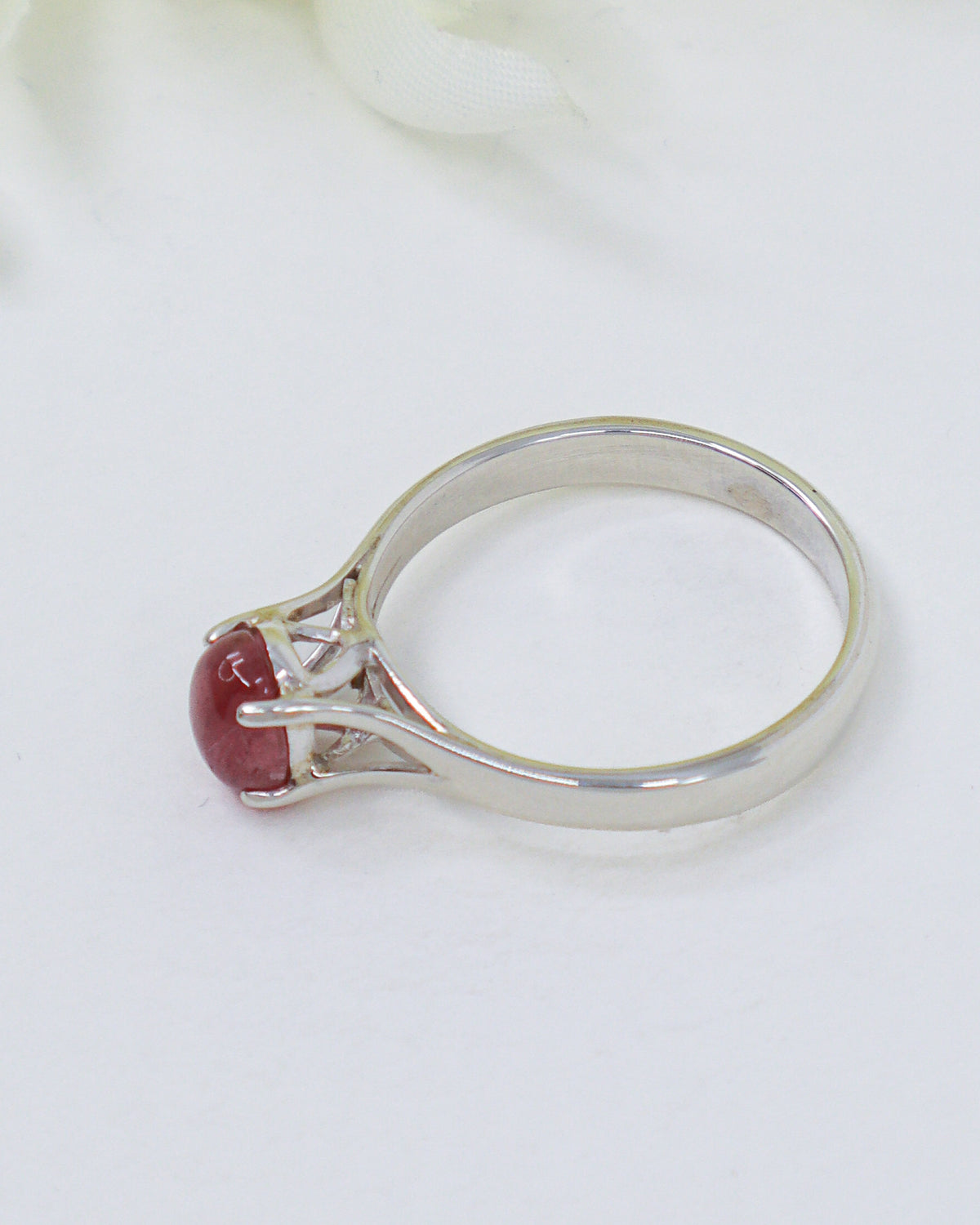 Pink Tourmaline Sterling Silver Ring – Loving Heart | Size 9