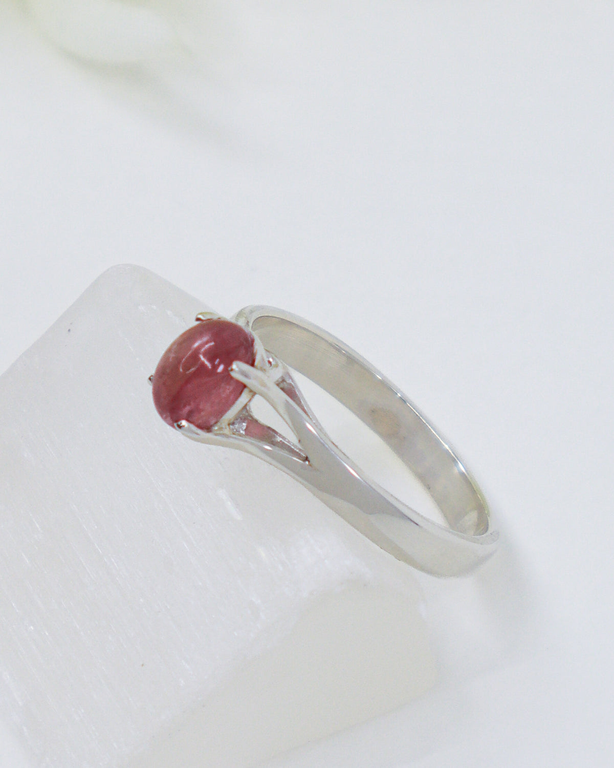 Pink Tourmaline Sterling Silver Ring – Loving Heart | Size 9