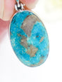 Natural Turquoise sterling silver pendant with vivid blue Turquoise and earthy mineral matrix, one-of-a-kind .925 silver crystal jewellery.