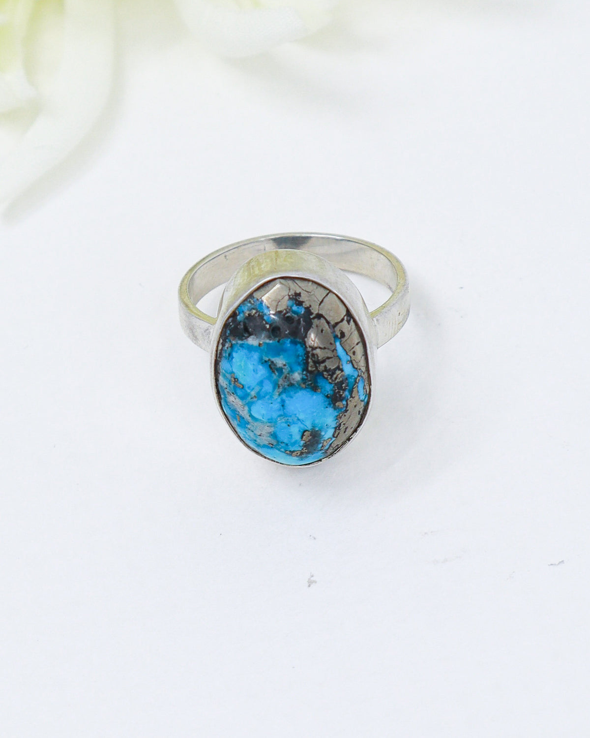 Turquoise Silver Ring Size 8 | The Sky Guardian | Protection & Wisdom