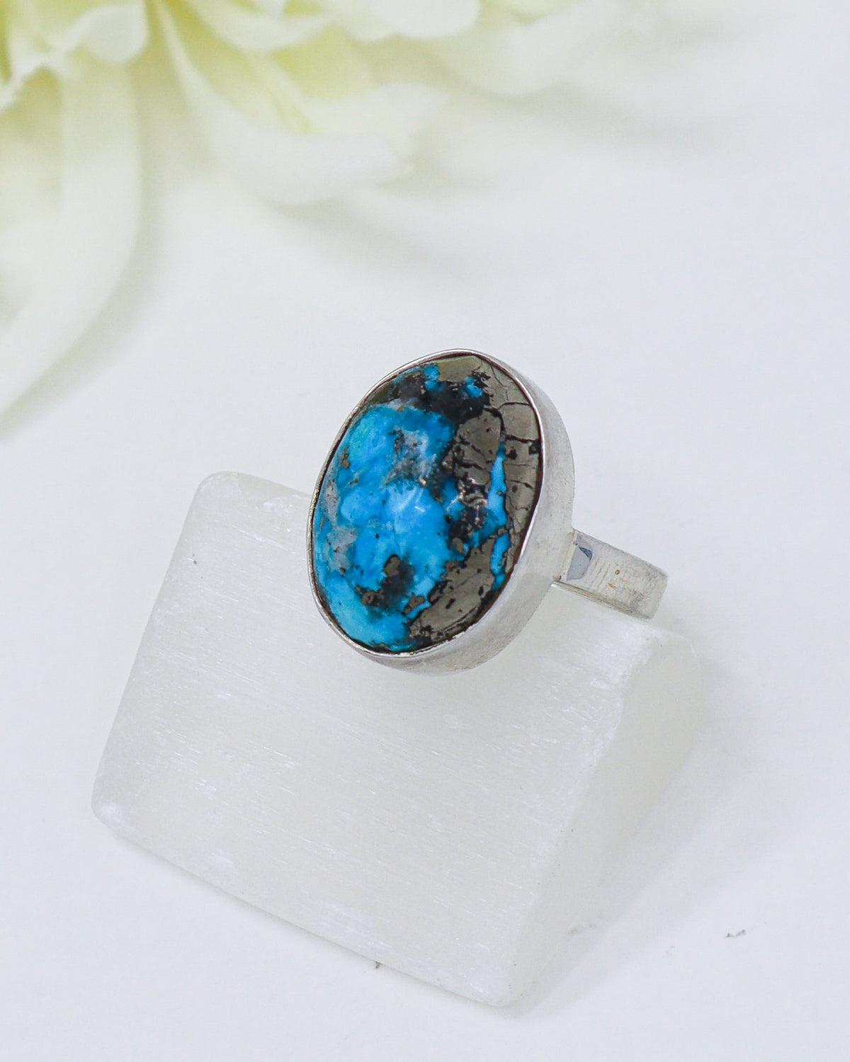Turquoise Silver Ring Size 8 | The Sky Guardian | Protection & Wisdom