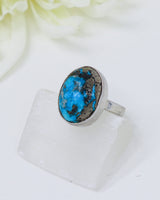 Turquoise Silver Ring Size 8 | The Sky Guardian | Protection & Wisdom