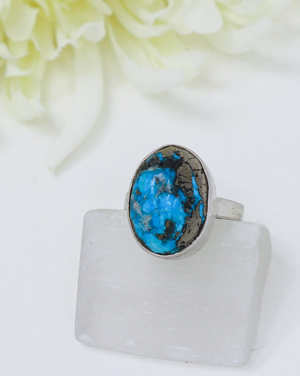 Turquoise Silver Ring Size 8 | The Sky Guardian | Protection & Wisdom