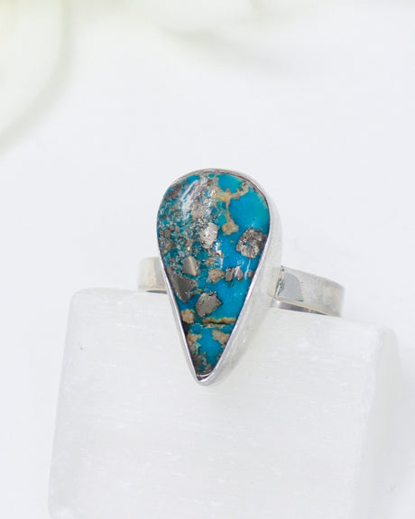 Turquoise Silver Ring Size 7 | Sacred Voice | Protection & Truth