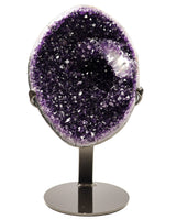 Large Uruguayan amethyst druzy cluster on stand with deep purple crystals and natural stalactite formation, 3.1kg statement piece.