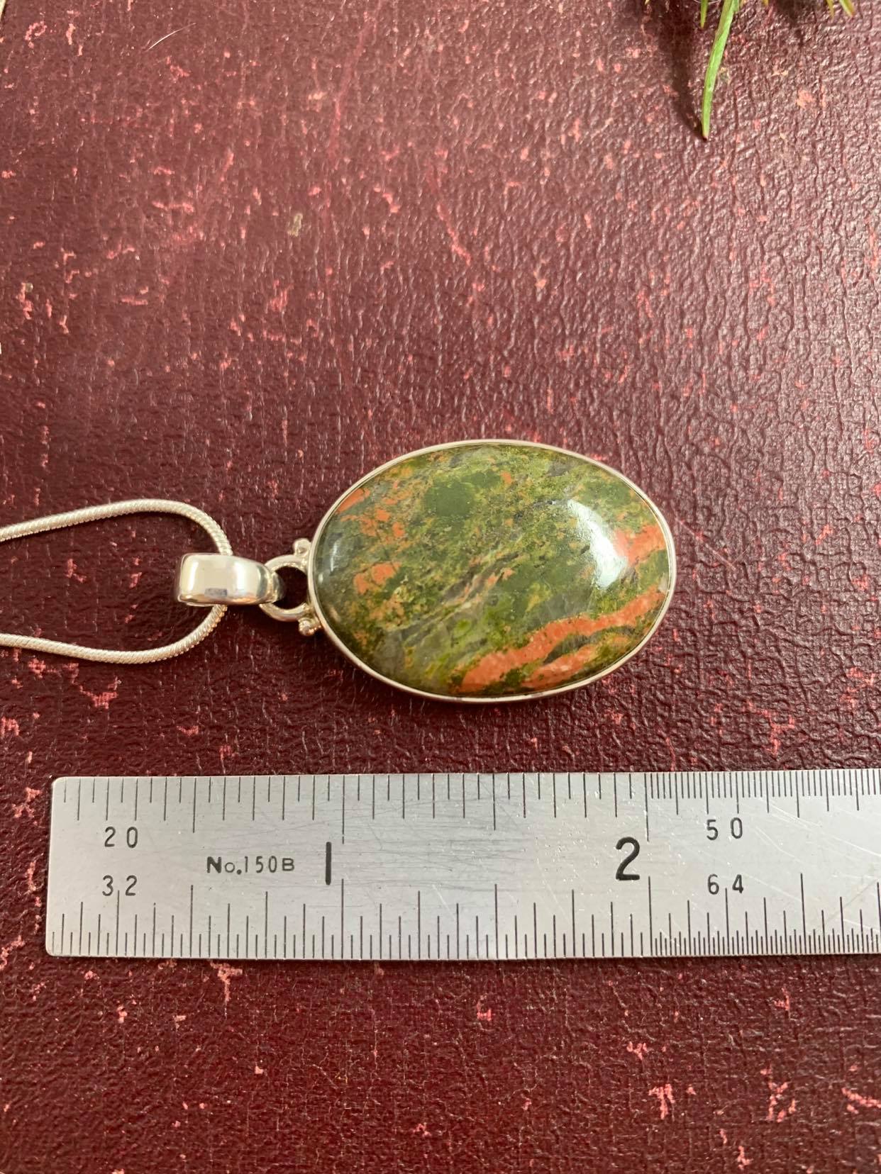 Unakite Pendant and Silver Chain