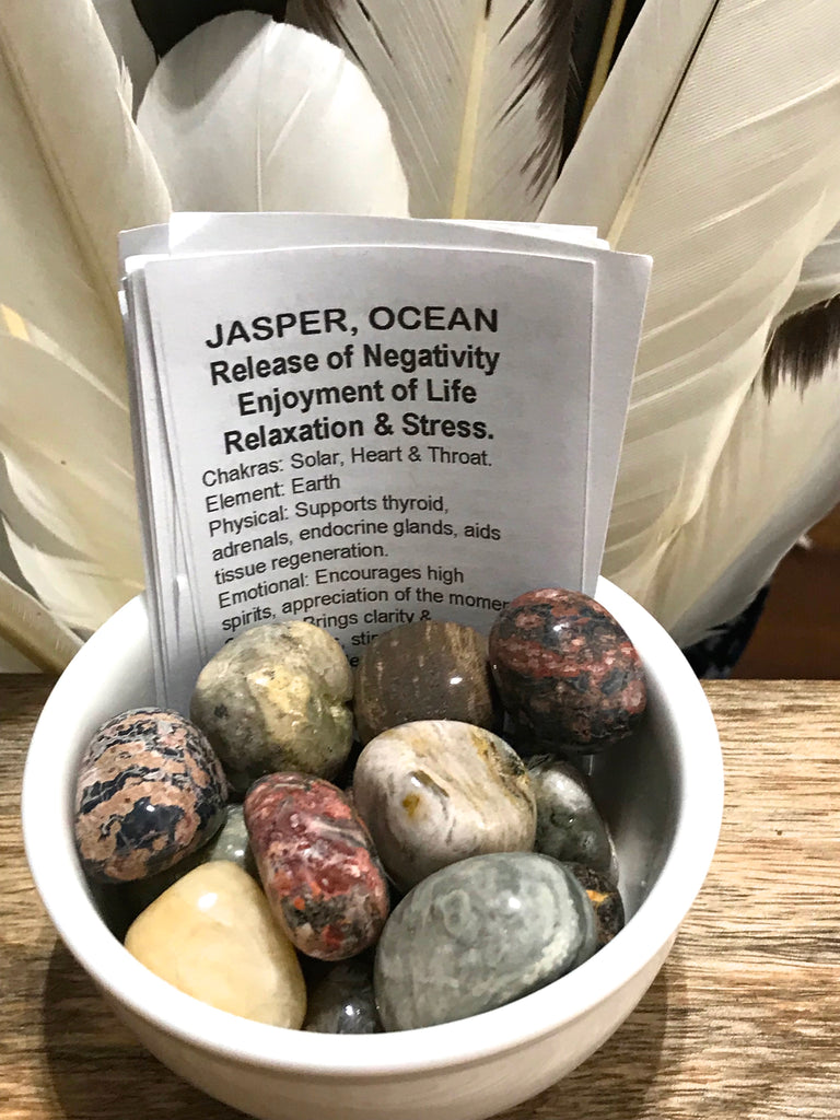 Jasper Ocean Tumbled (Orbicular Jasper)  - Enjoyment of Life. Stress Relief.