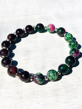 Garent & Ruby Zoisite Sterling Silver Bracelet