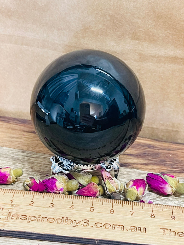 Black Obsidian Sphere 6cm - Scrying - Protection. Cleansing.