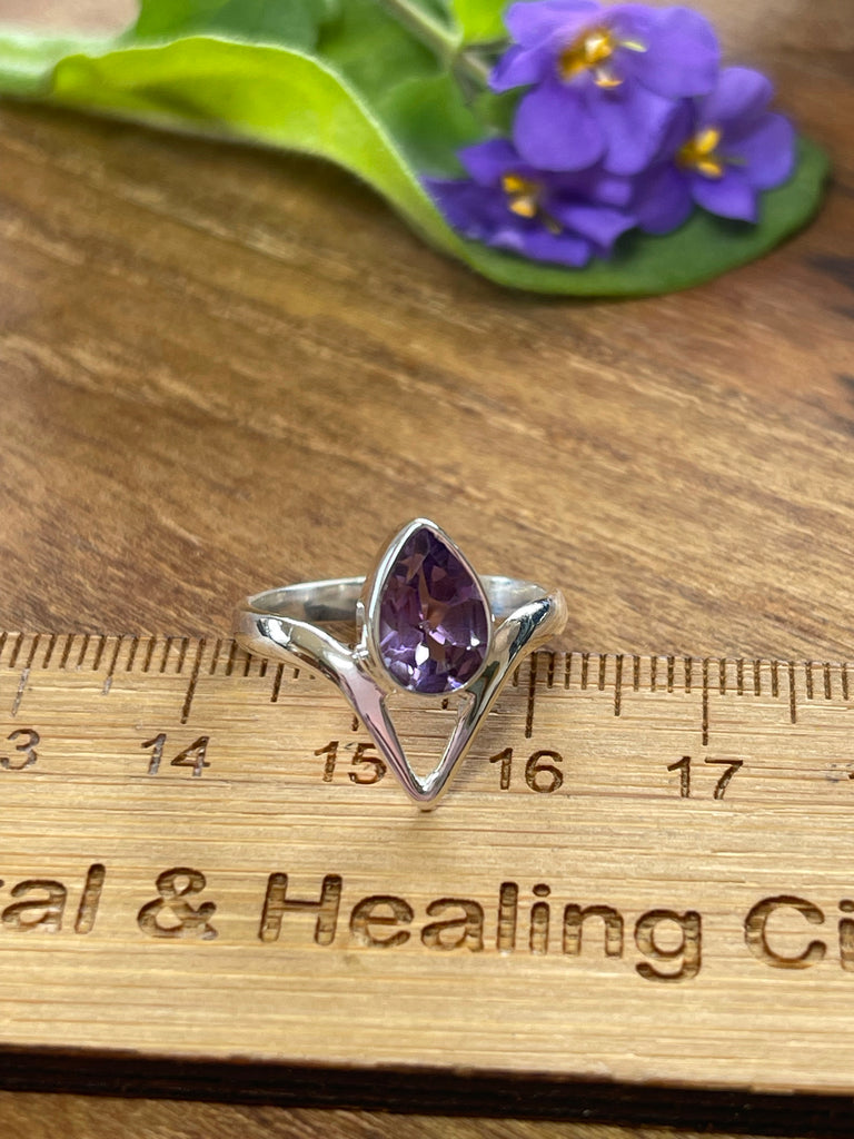 Amethyst  Silver Ring- Size 7 - Protection. Intuition