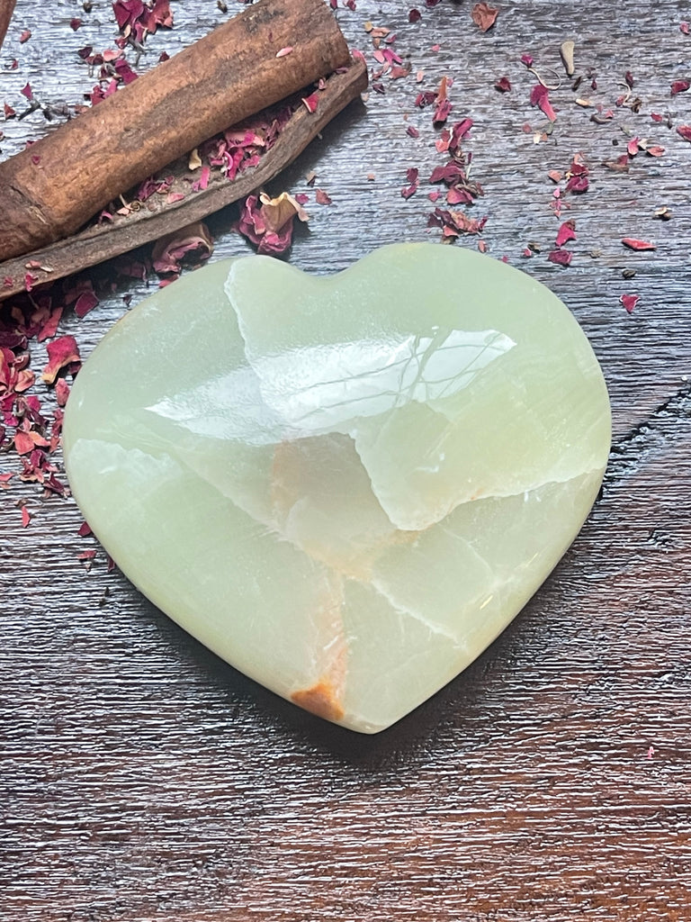 Green Onyx Puffy Heart  - Inner Strength. Stress Relief.