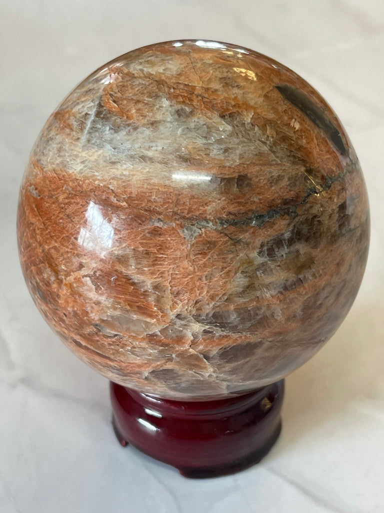 Moonstone Peach Sphere 691g - New Beginnings. Anxiety.