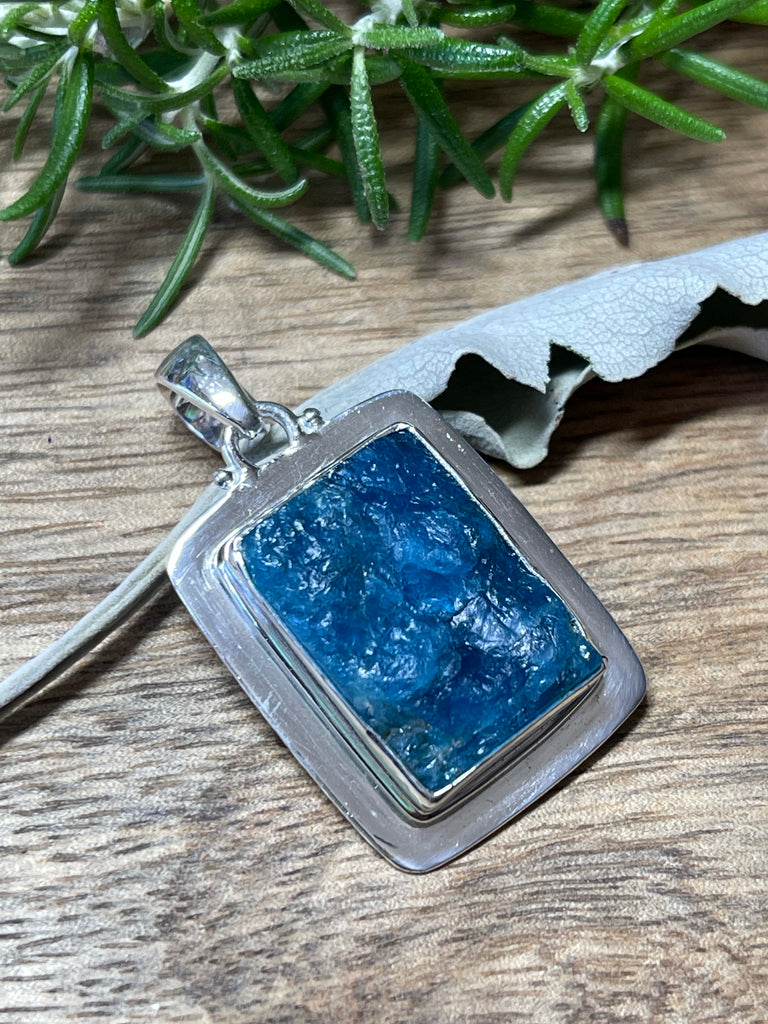 Apatite Blue Rough Pendant - Psychic Activation, Access to Knowledge.