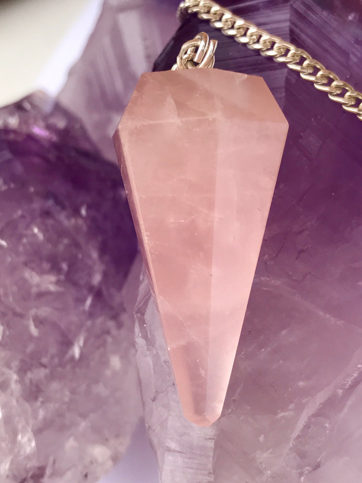 Rose Pendulum Rose Quartz Pendulum with Chakra Chain – INSPIRED BY 3