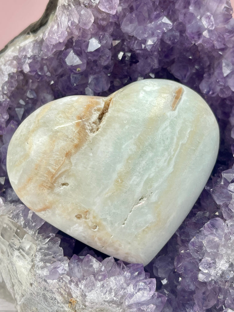 Caribbean Blue Calcite Heart - Calming, Clairvoyance & Astral Travel