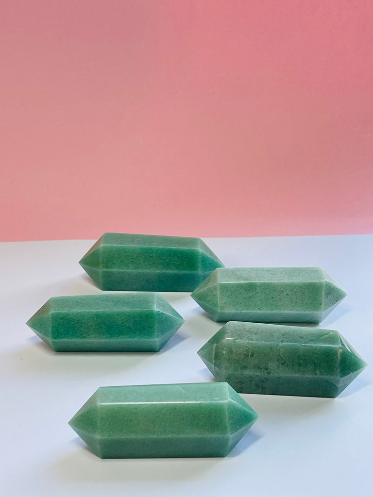 Green Aventurine Double Terminator 6 sided  - Love. Growth. Fortune.