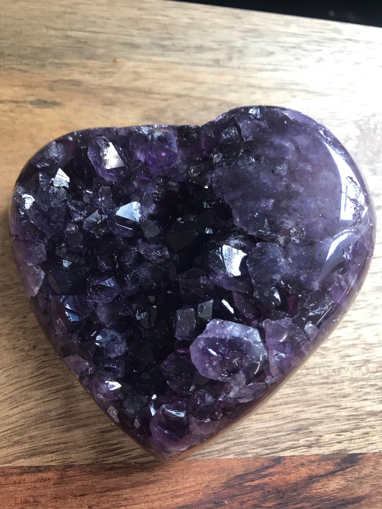 Amethyst Cluster Heart Dark Purple 519g