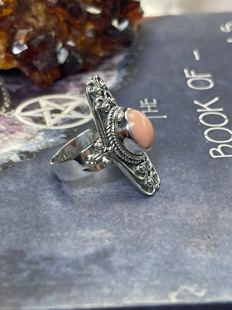 Pink Opal Sterling Silver Ring Size 8 - Emotional Healing