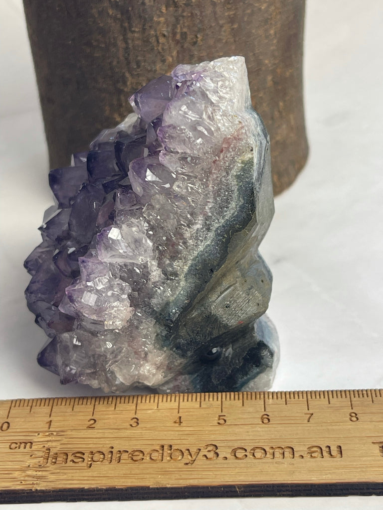Amethyst Cluster with Hedgehog hand-carved into front  336g