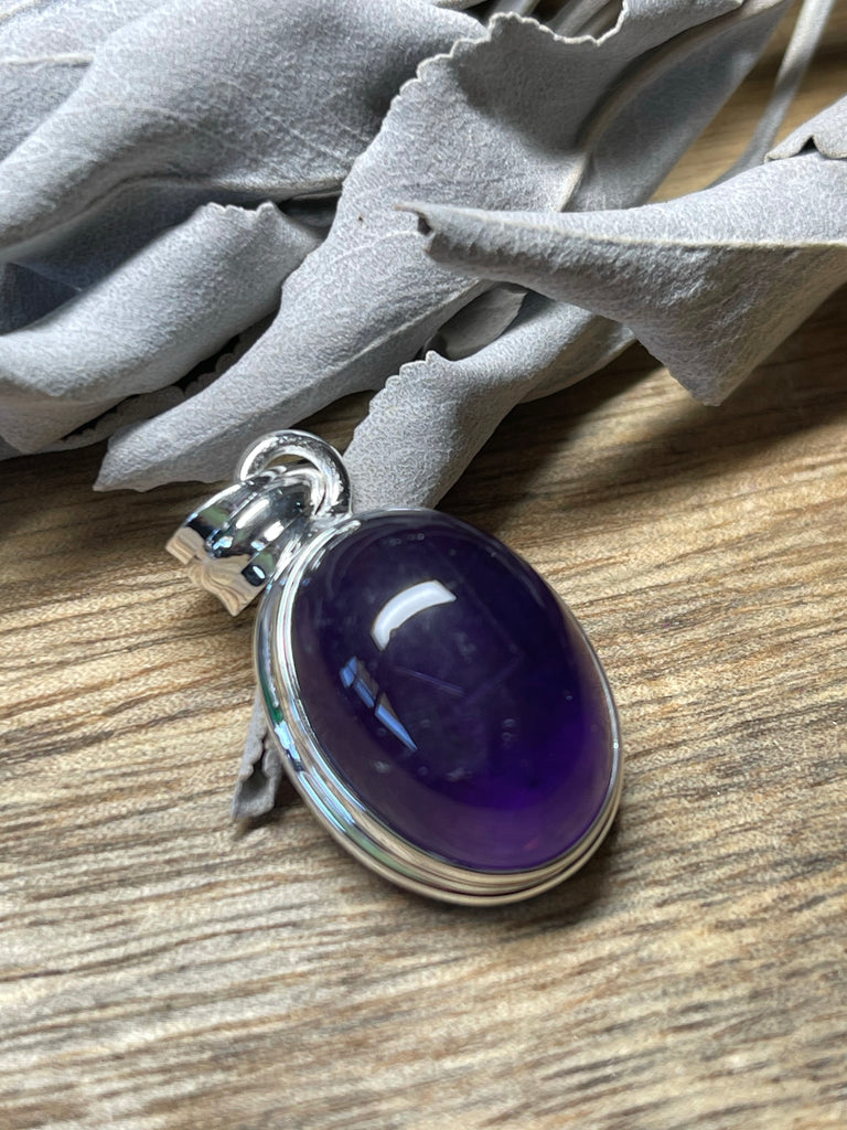 Amethyst  Silver Pendant - Intuition & Protection