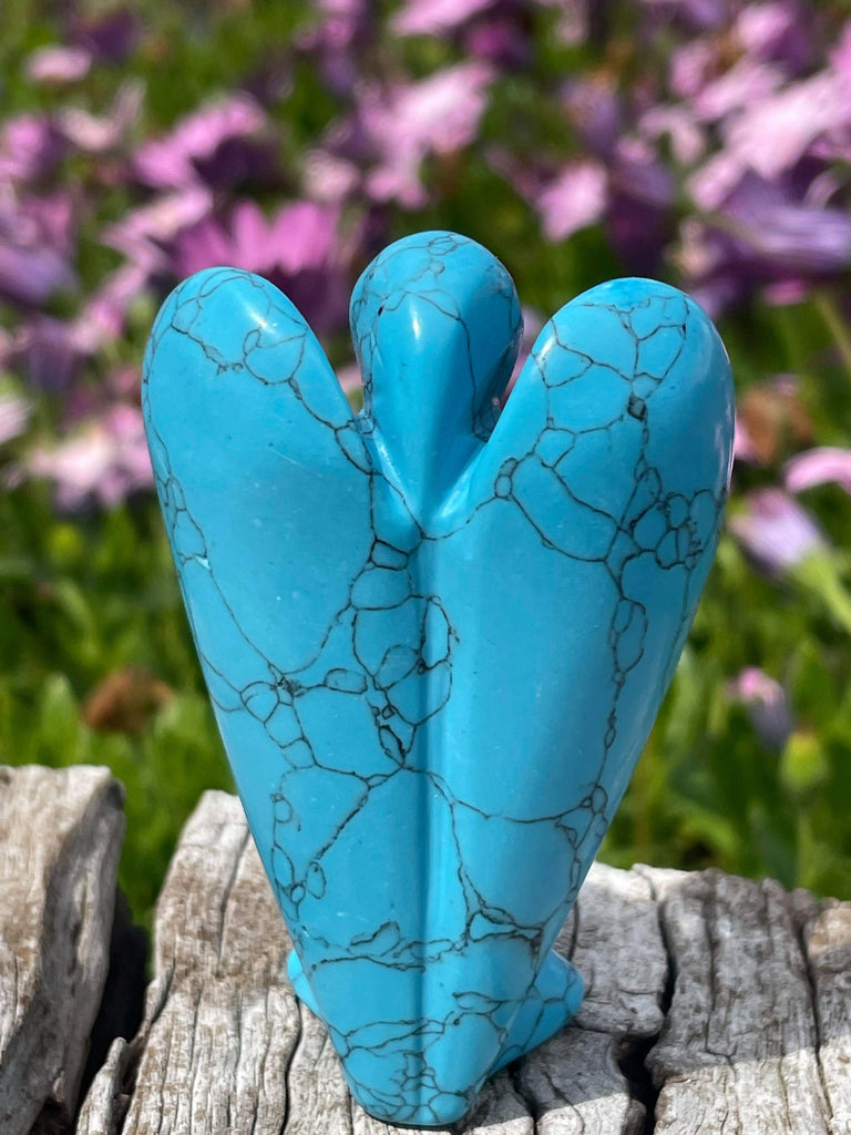 Blue Howlite Angel Carving 7.5cm - Patience. Removes Anger.