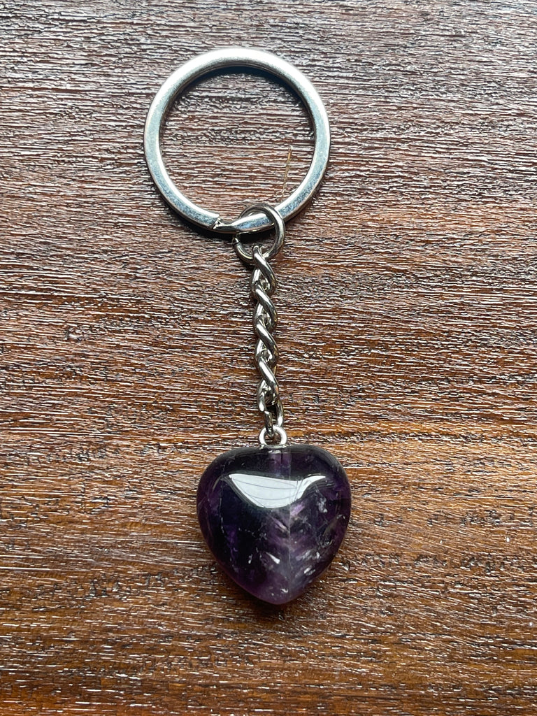 Amethyst Heart Keyring - Protection. Intuition.