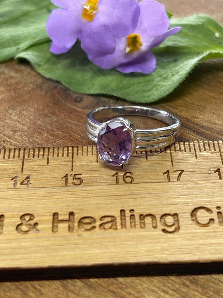 Amethyst Silver Ring- Size 7.5 - Protection. Intuition