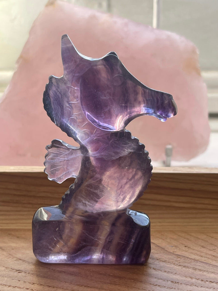 Fluorite Seahorse Carving - Good Luck. Opportunity.