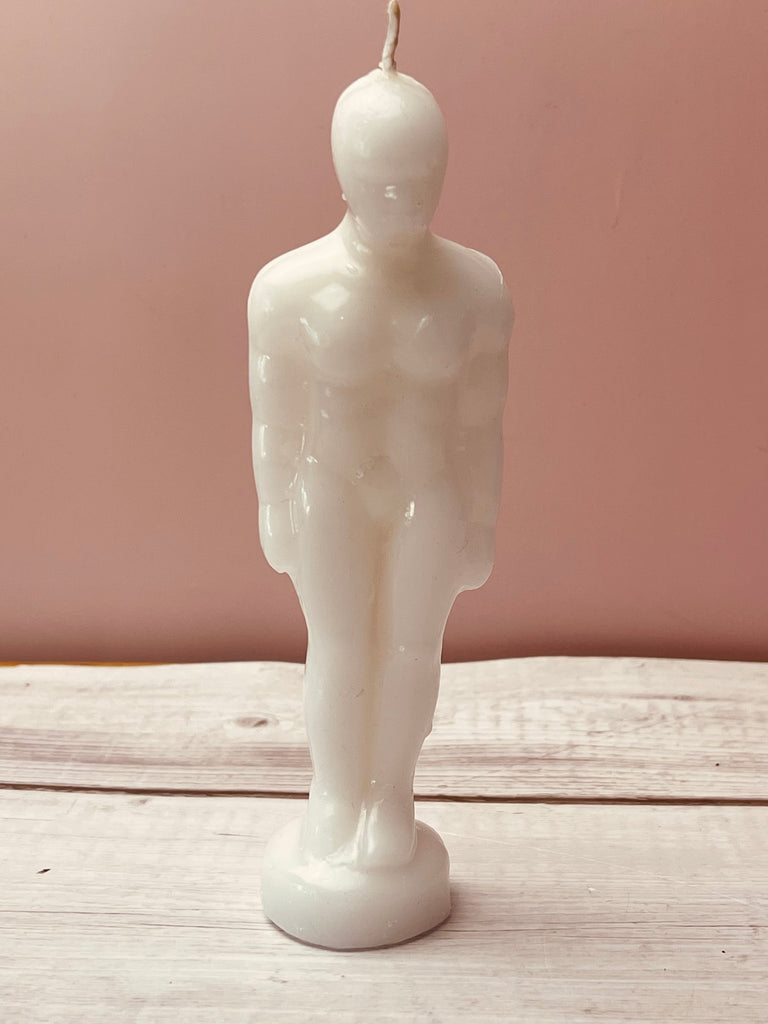 White Adam Figure Candle