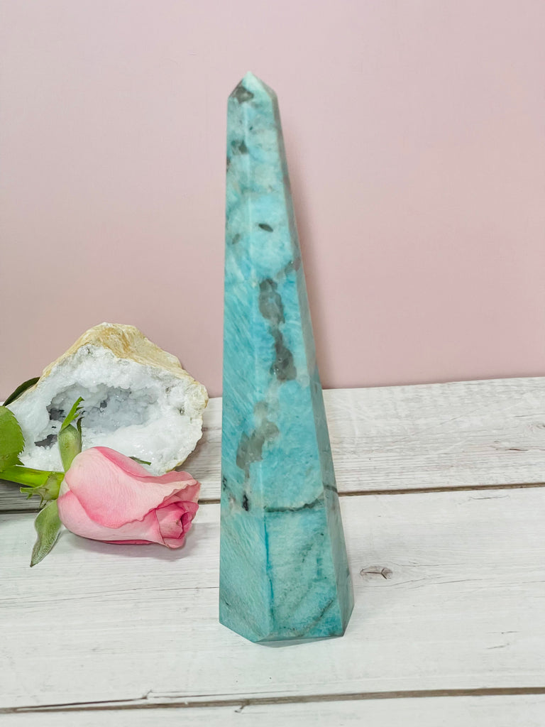 Amazonite Tower 19cm - Wealth. Soothing.