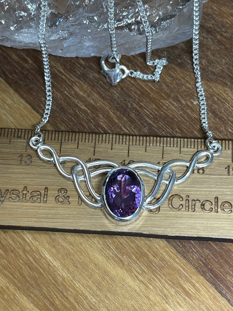 Amethyst Silver Necklace - Protection & Intuition