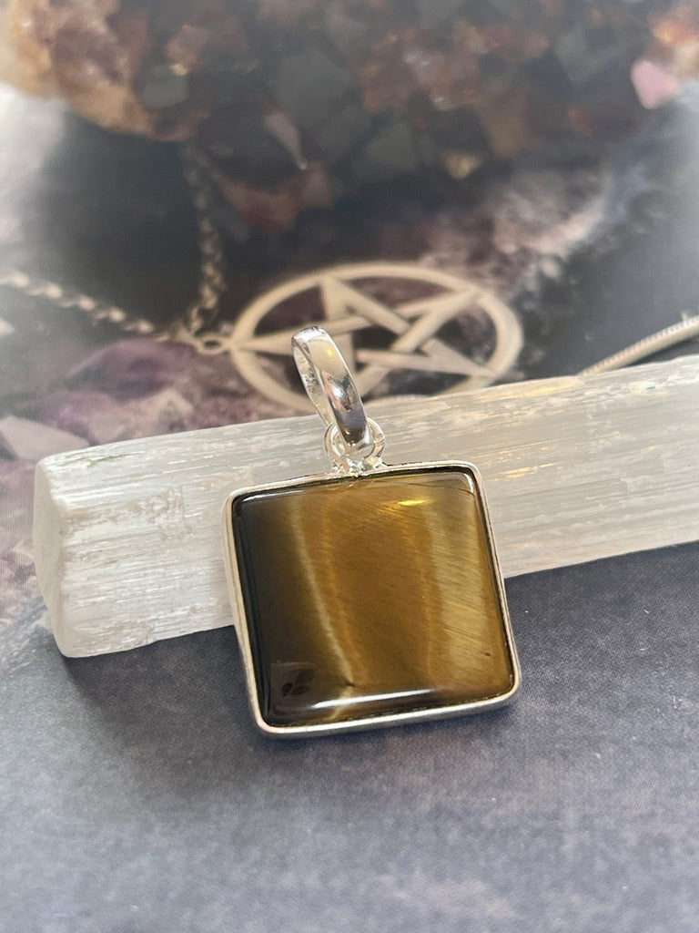 Tiger Eye Gold Petite Pendant & Silver Chain - Protection. Strength.