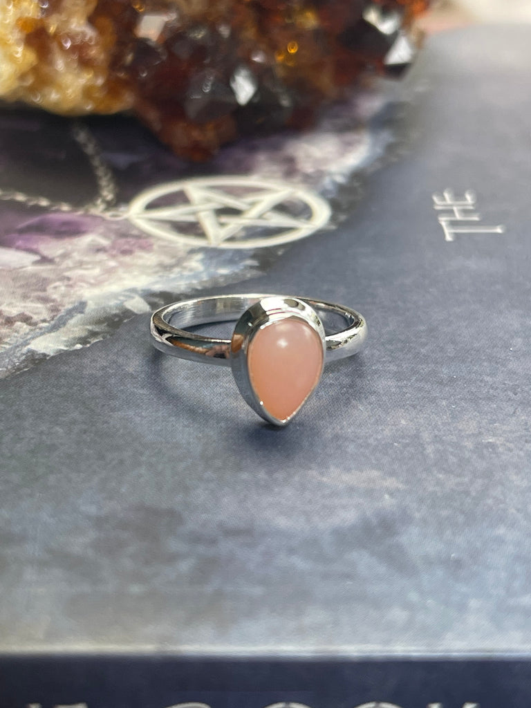 Pink Opal Silver Ring Size 7 - Emotional Healing