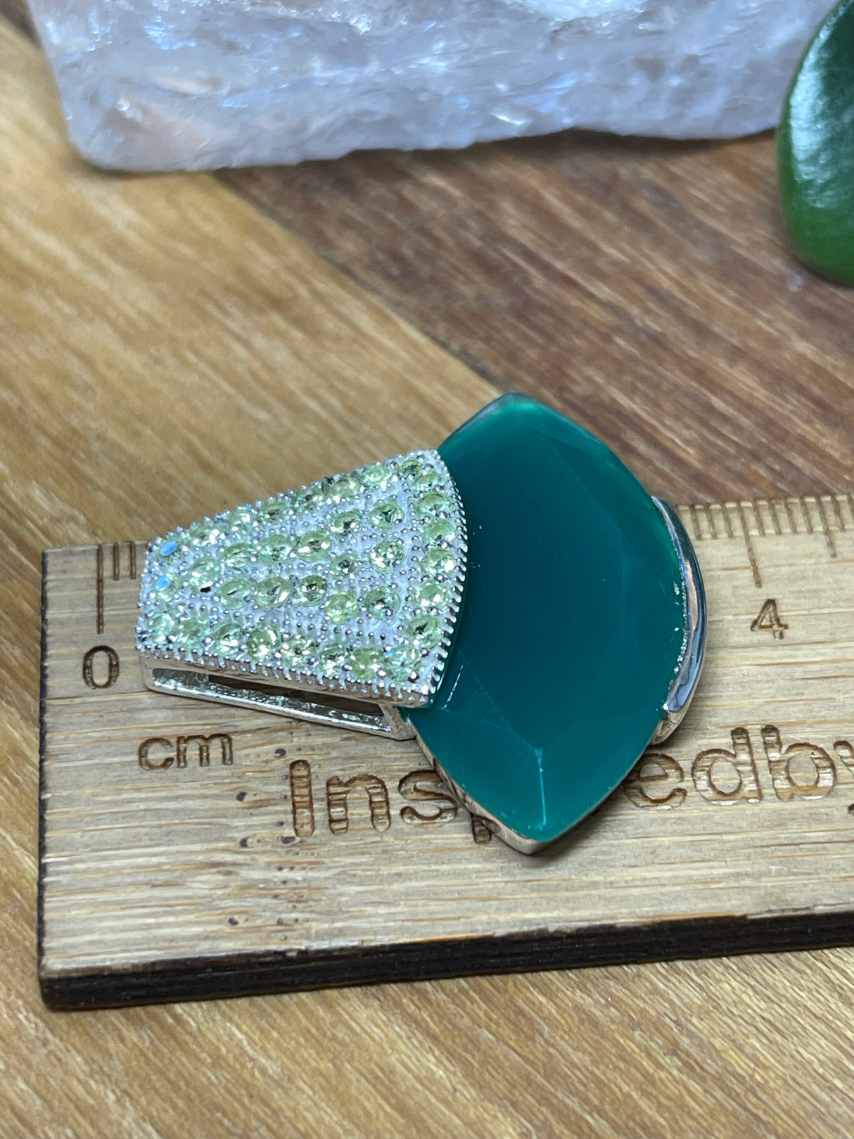 Green Onyx & Peridot Silver Pendant  - Inner Strength. Stress Relief.