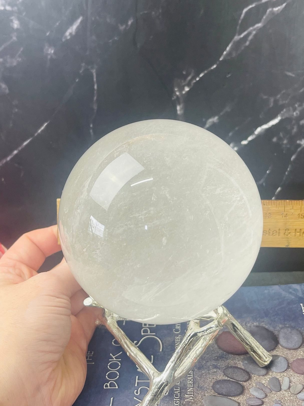 Clear Quartz Sphere from Madagascar 1.745kilo - 11cm - “I have the power to manifest all my dreams and desires”.