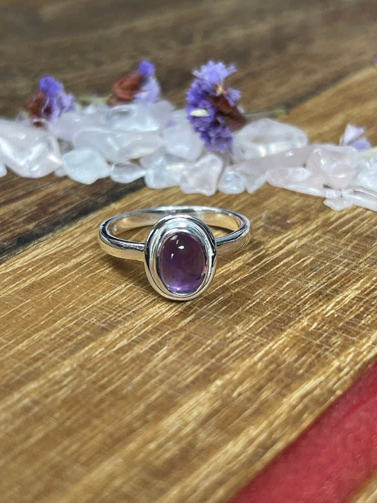 Amethyst Silver Ring Size 6 - Intuition. Protection.