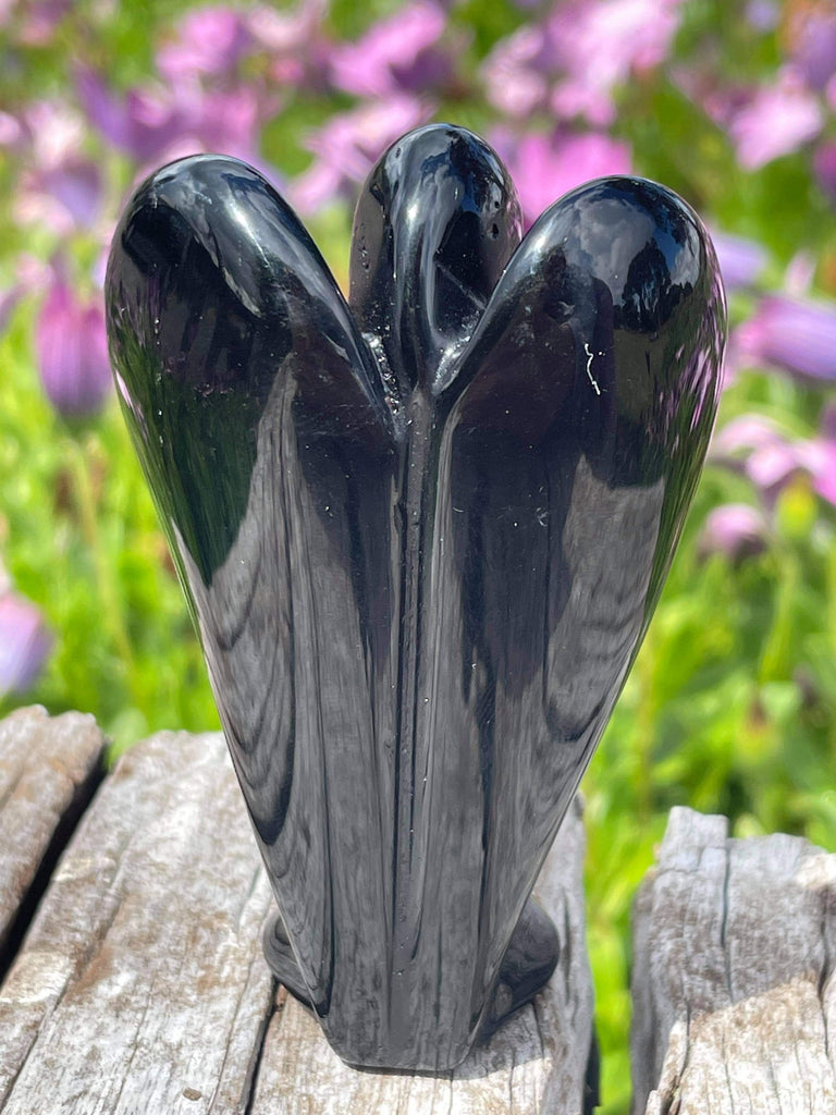 Black Obsidian Angel Carving 7.5cm - Root Chakra. Grounding. Protection.